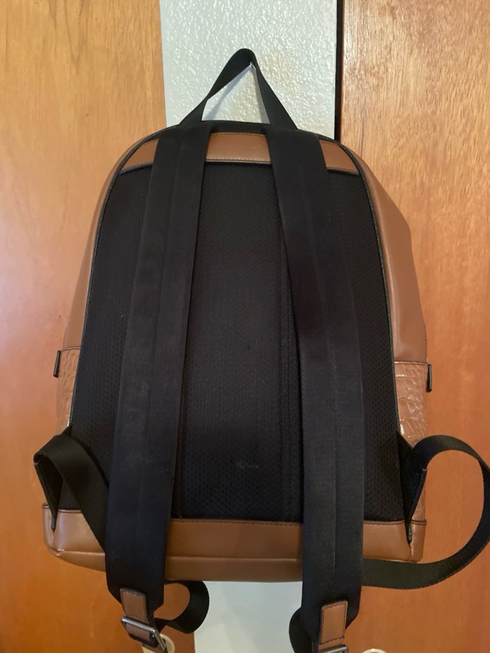 Michael Kors Brown Croc-Embossed Leather Backpack - Picture 2 of 6